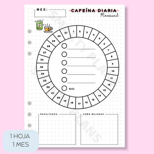 Plantilla Mensual Individual - Cafeína Diaria