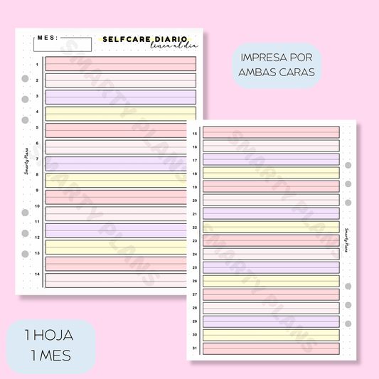 Plantilla Mensual 1 linea al día - Selfcare diario