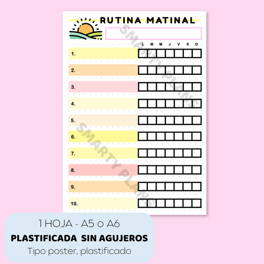 Plantilla Plastificada (SIN AGUJEROS) - Rutina Matinal Semanal