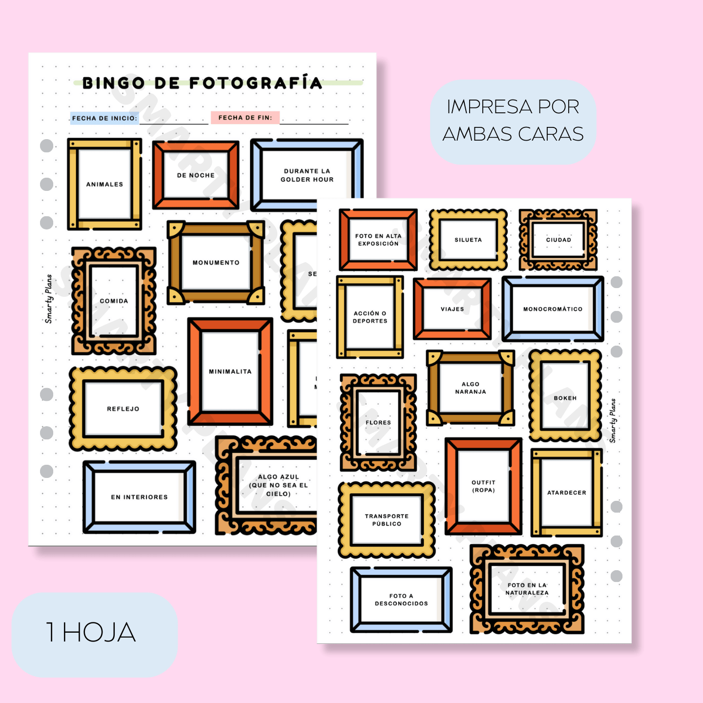 Plantilla Individual - Bingo de Fotografía