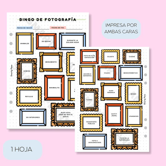 Plantilla Individual - Bingo de Fotografía