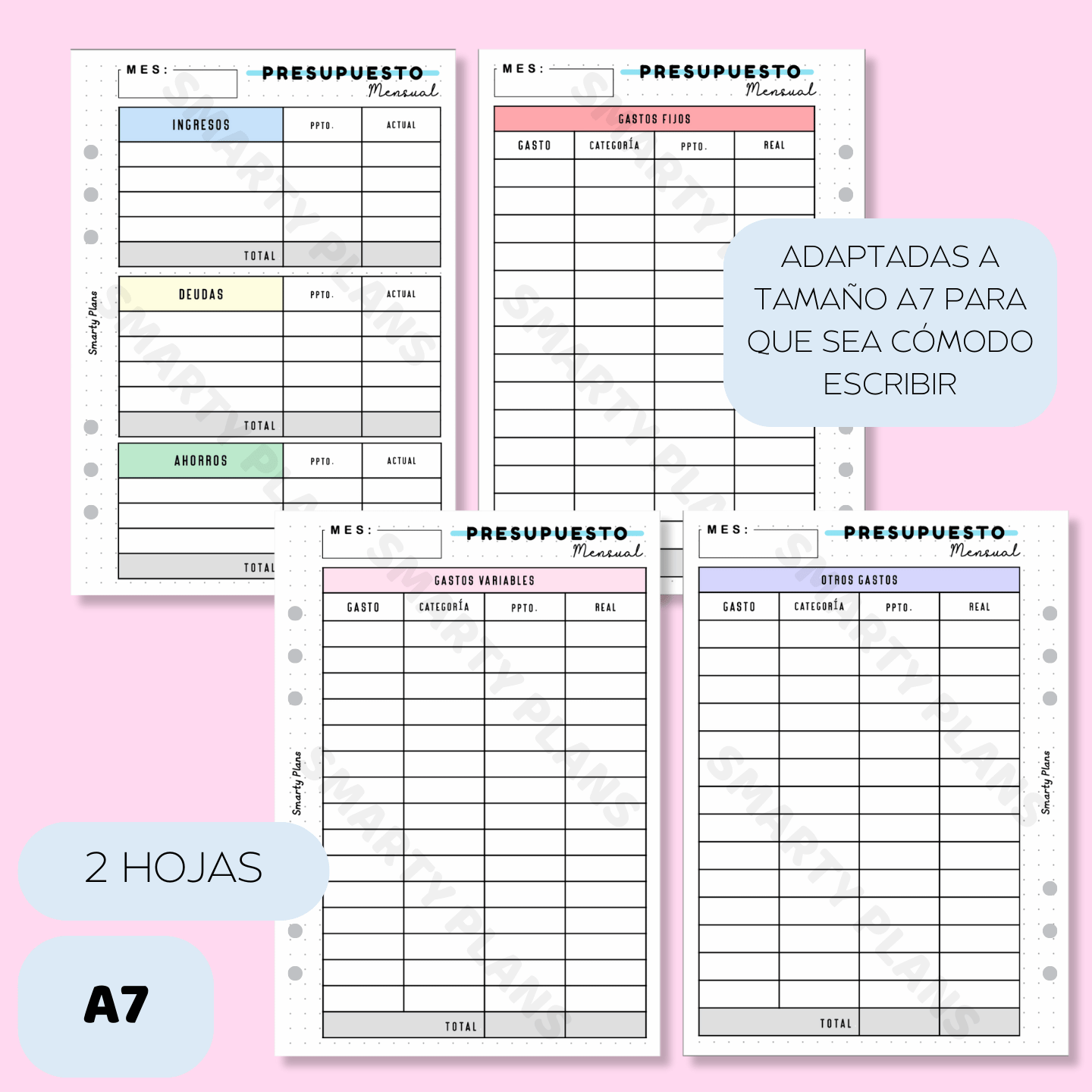 Plantilla A7 - Finanzas - Presupuesto Mensual