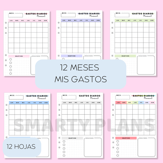 Pack Finanzas - Calendario 12 Meses de Gastos