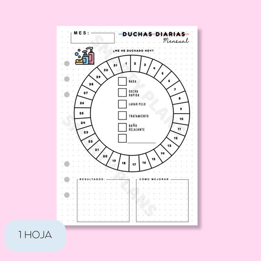 Plantilla Individual Mensual - Duchas Diarias