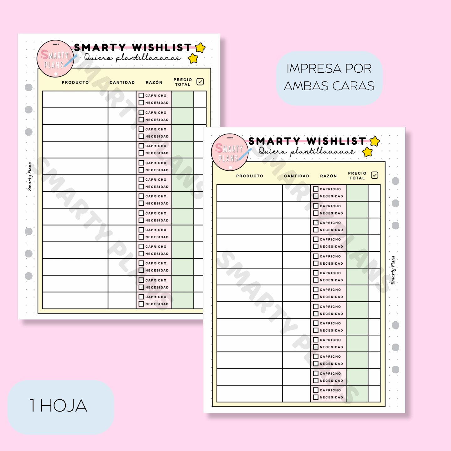 Plantilla Individual Finanzas - Wishlist Smarty Plans