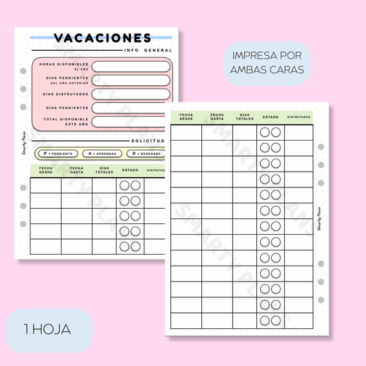 Plantilla Individual Currante - Vacaciones