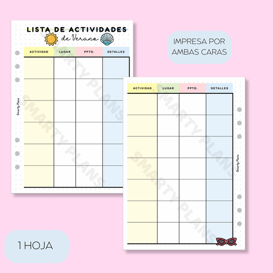 Plantilla Individual - Actividades de Verano