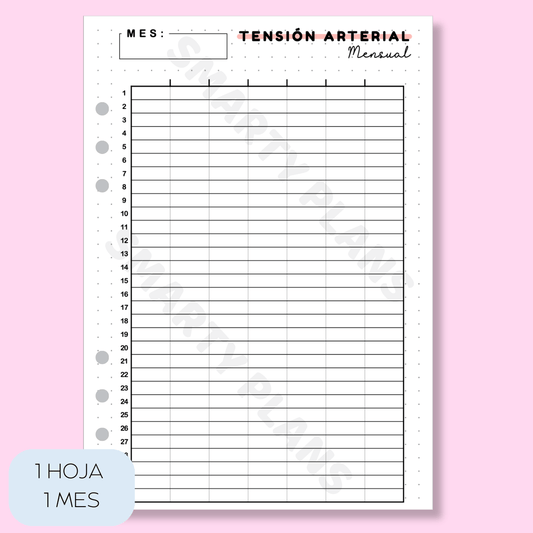 Plantilla Individual Mensual Salud - Tensión Arterial