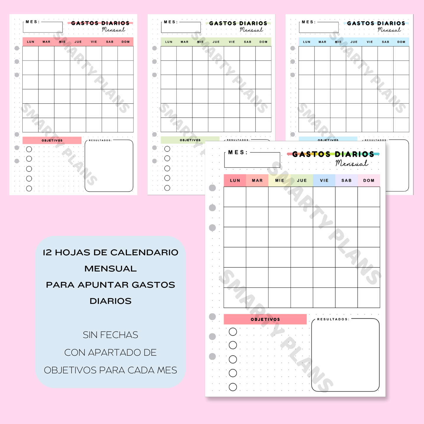 Pack Finanzas - Calendario 12 Meses de Gastos