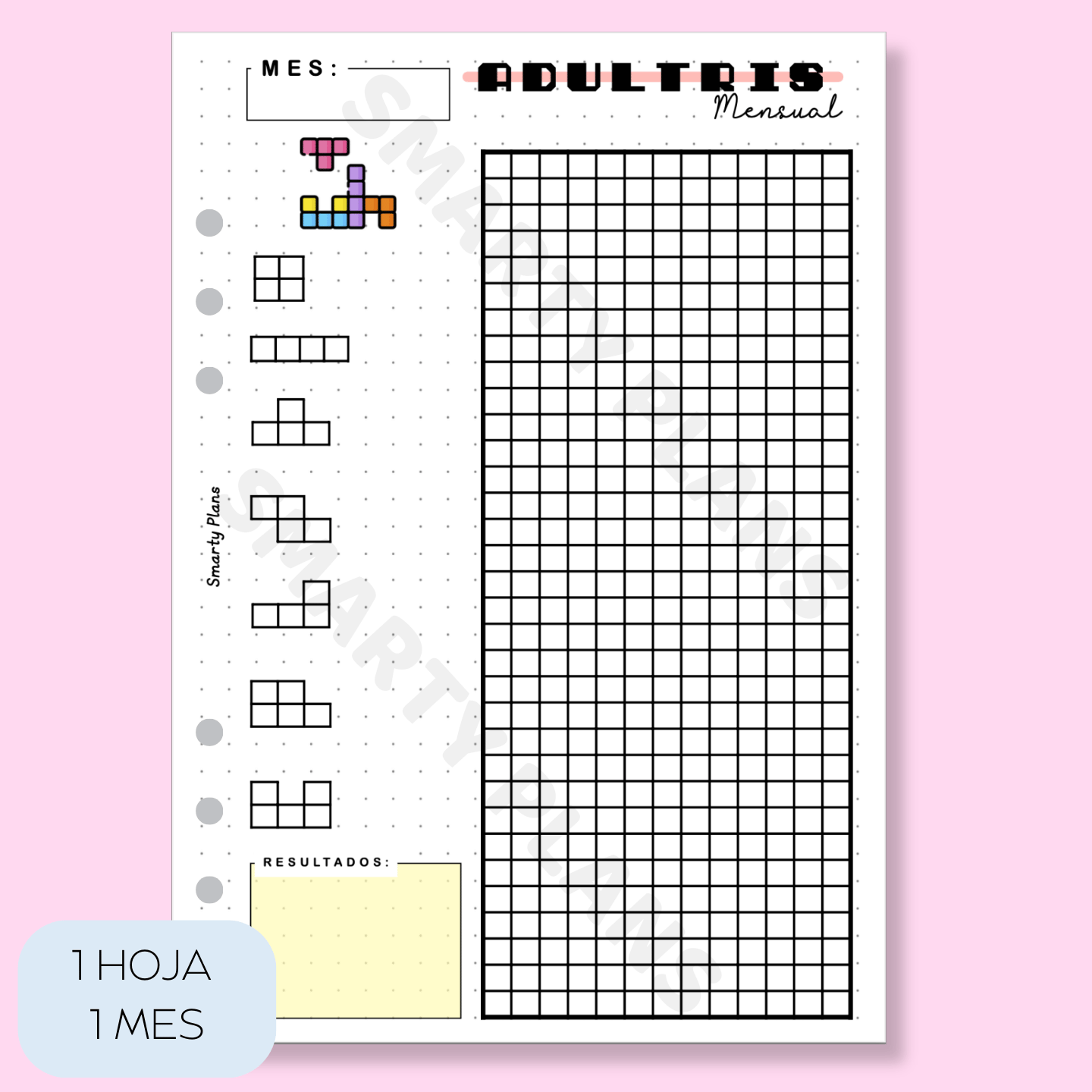 Plantilla Mensual - Tetris Adultos