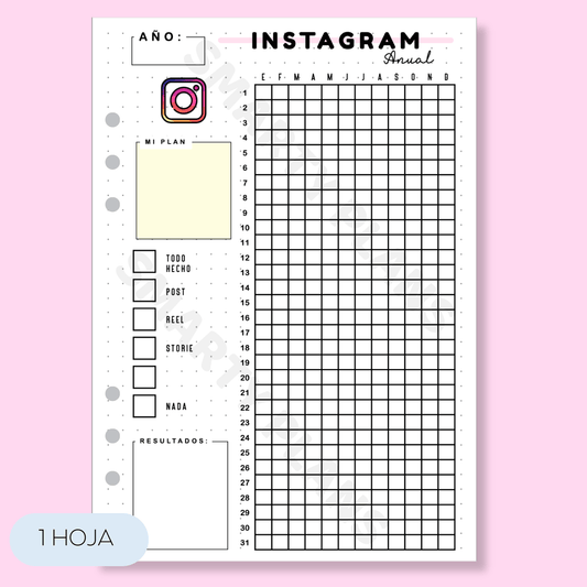 Hoja Anual Redes Sociales - Instagram
