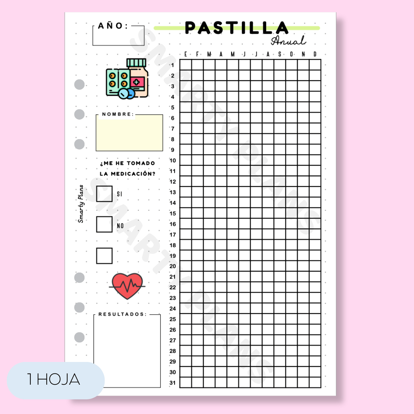 Hoja Anual - Pastilla