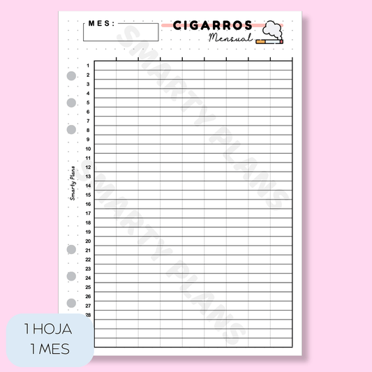 Plantilla Mensual - Cigarros / Fumar
