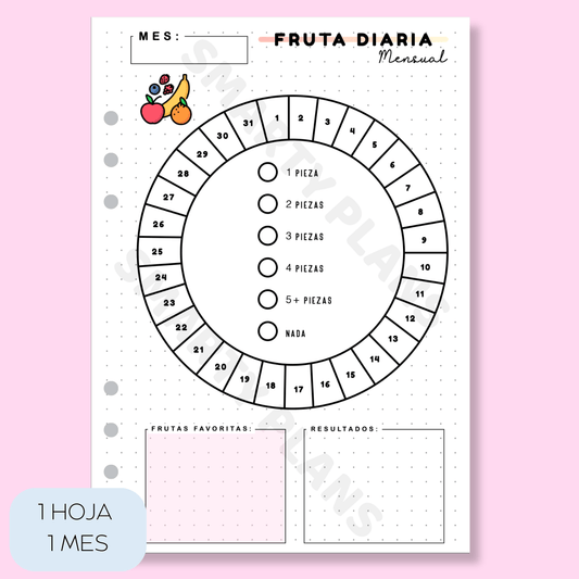 Plantilla Mensual Individual - Fruta Diaria