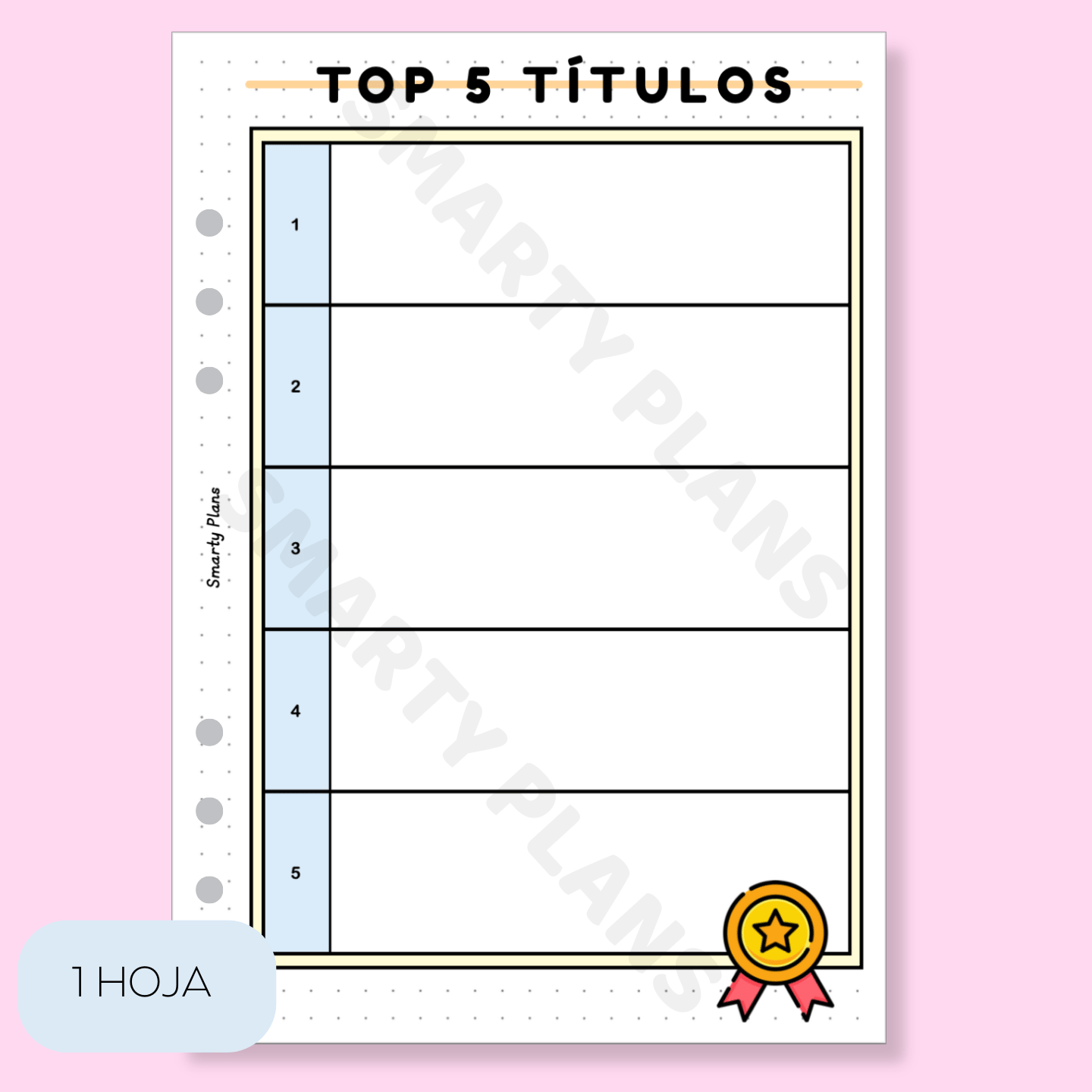 Plantilla Individual Escritores - Top 5 Títulos