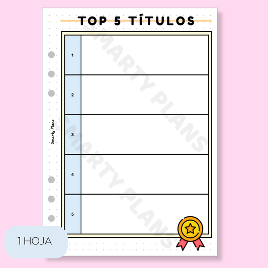 Plantilla Individual Escritores - Top 5 Títulos