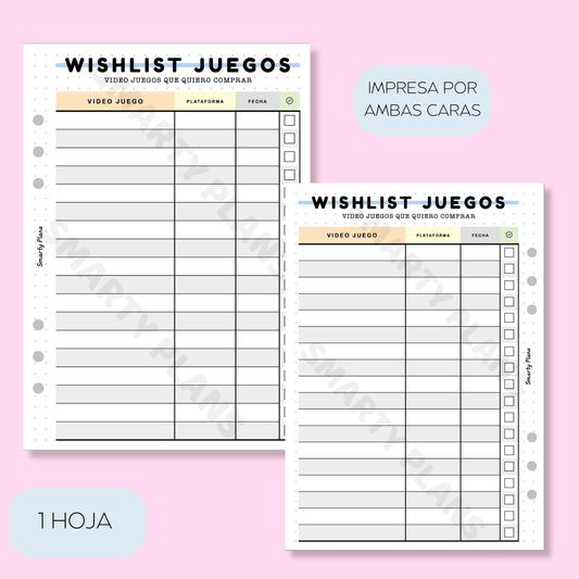 Plantilla Ocio - Wishlist Juegos