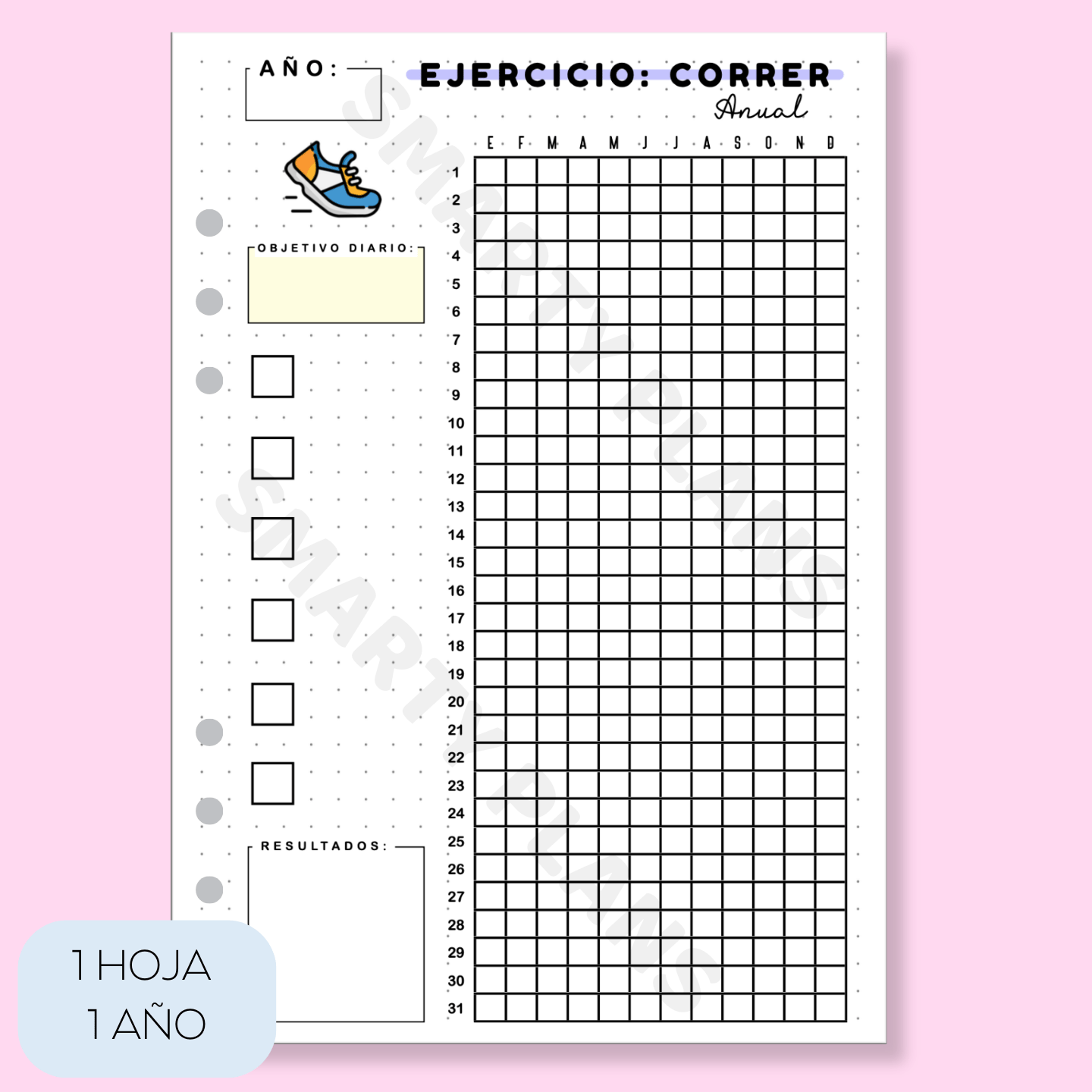 Hoja Anual - Fitness/Deporte Correr