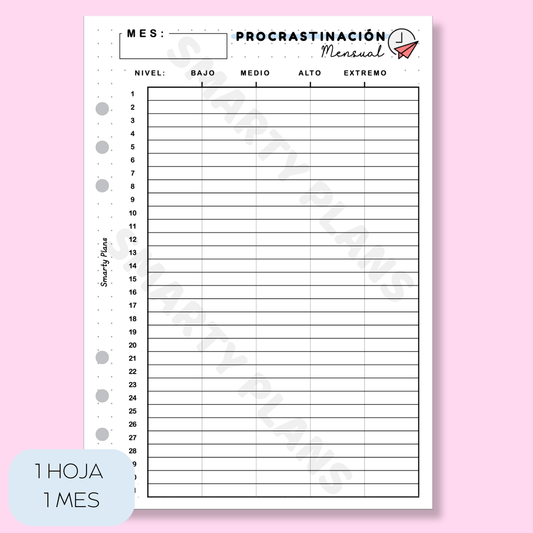 Plantilla Mensual - Procrastinación