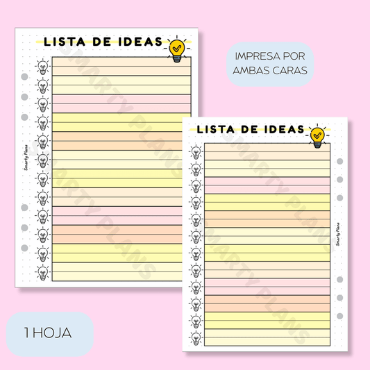 Plantilla Individual - Lista de ideas
