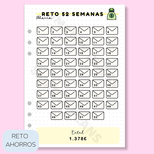 Plantilla Individual Finanzas - Reto de Ahorro 52 Semanas
