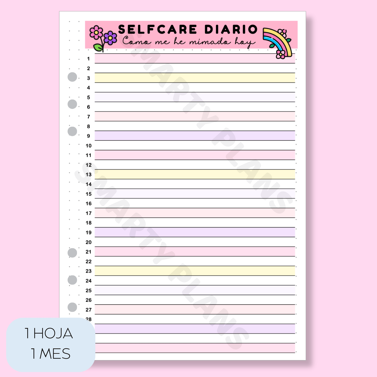 Plantilla Mensual - 1 linea al día de Selfcare