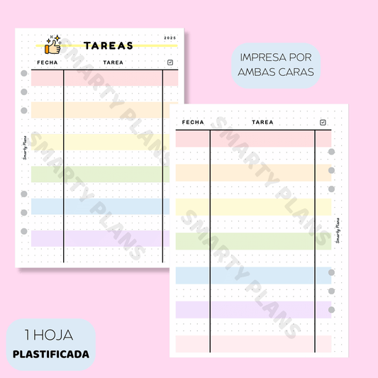 Plantilla Plastificada - Tareas