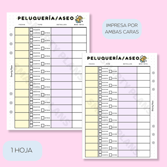 Plantilla Individual Mascotas - Peluquería /Aseo