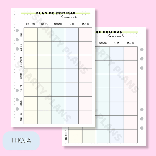 Plantilla Individual Semanal - Plan de Comidas