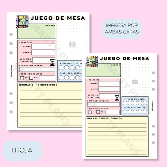 Plantilla Ocio - Juegos de Mesa (en detalle)