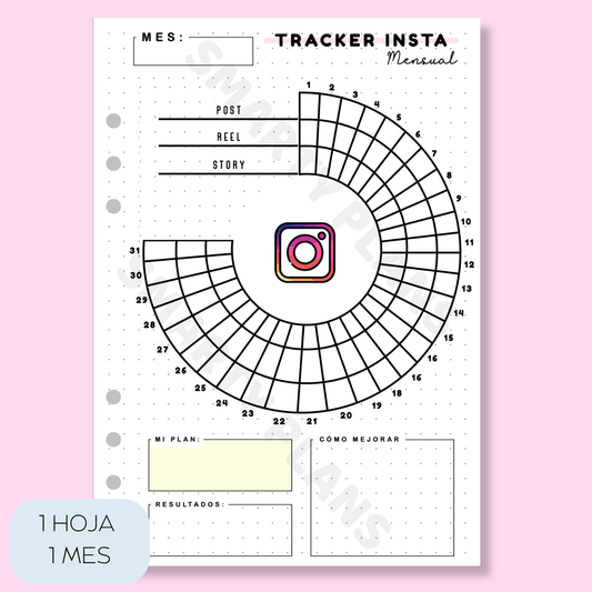 Plantilla Mensual Individual - Redes Tracker Instagram