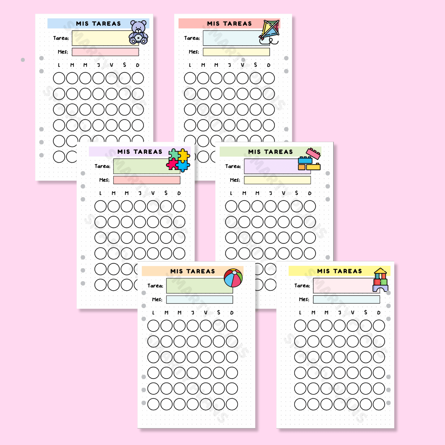 Plantilla Mensual - Mis Tareas Infantil