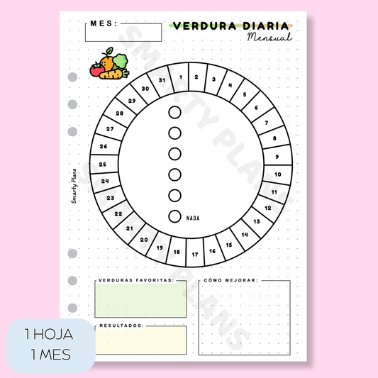 Plantilla Mensual - Alimentación Verduras Diaria