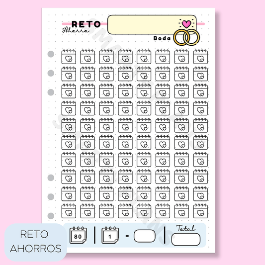 Plantilla Individual Finanzas - Reto de Ahorro Boda