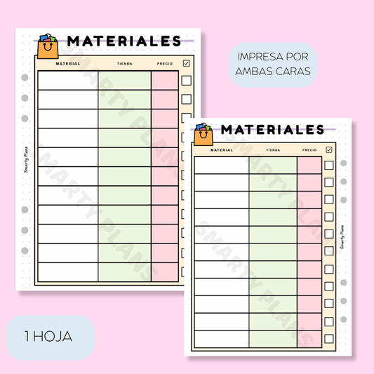 Plantilla Individual Eventos - Materiales