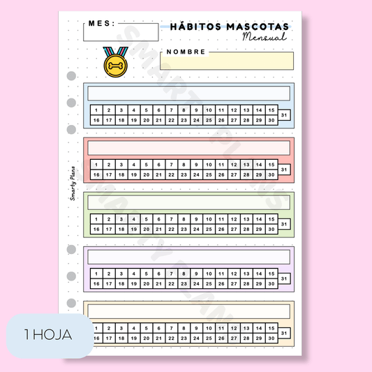 Plantilla Mensual - Hábitos Mascotas