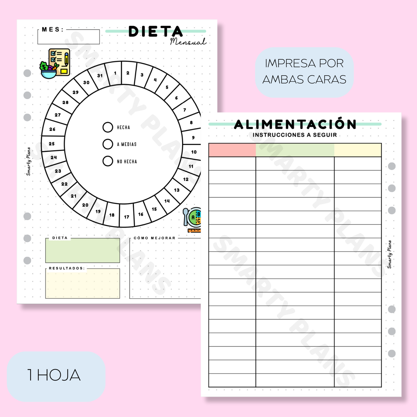Plantilla Mensual - Alimentación Dieta