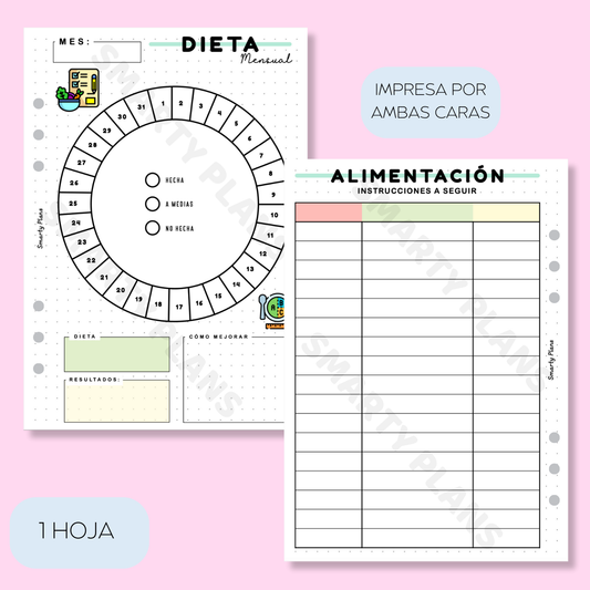 Plantilla Mensual - Alimentación Dieta