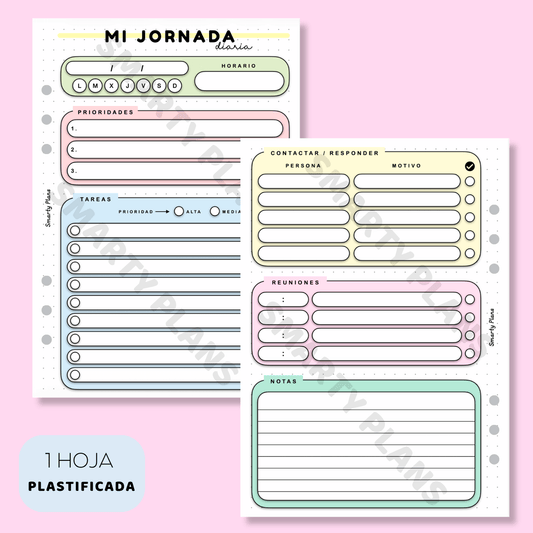 Plantilla Plastificada - Planificación Diaria Currante