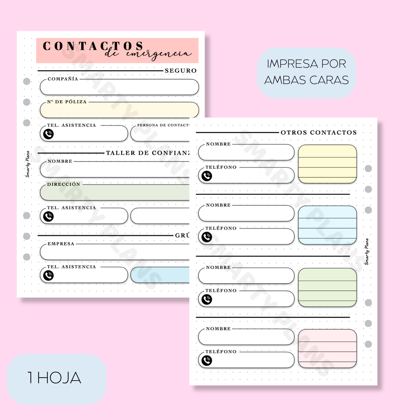 Plantilla Individual Coche - Contactos de Emergencia