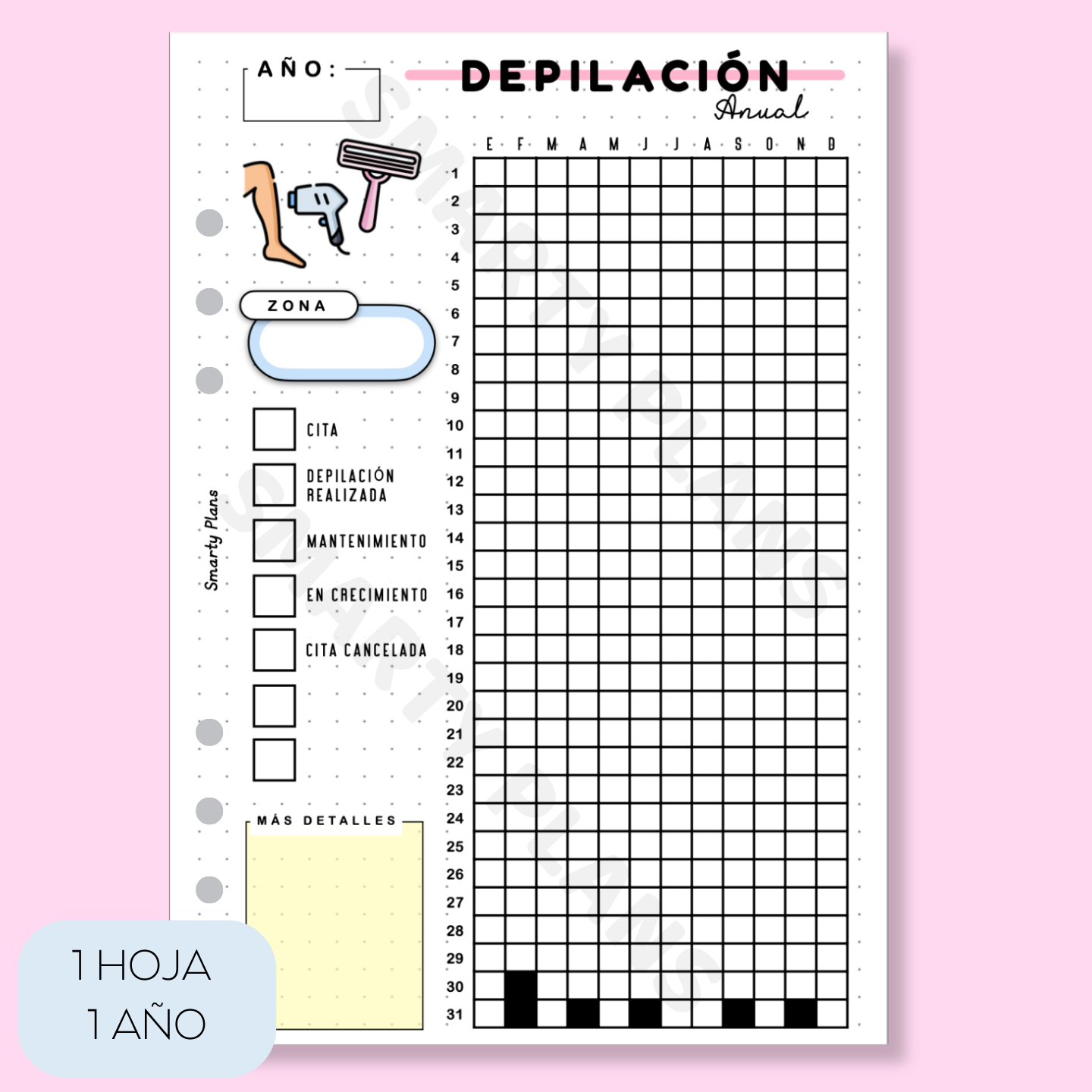 Hoja Anual - Depilación