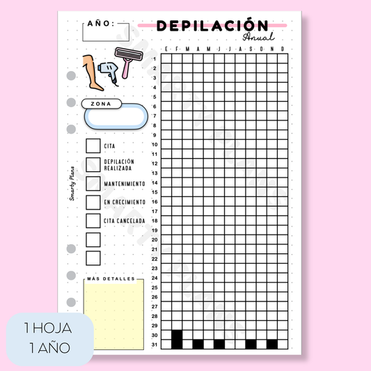 Hoja Anual - Depilación