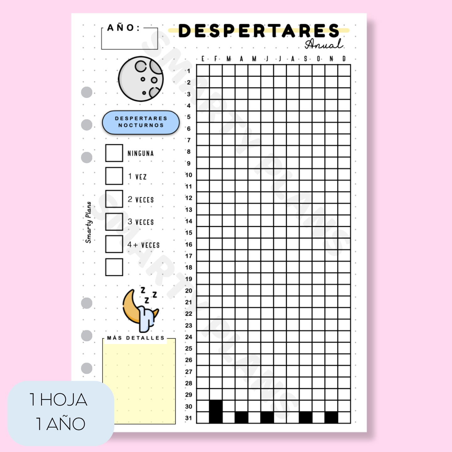 Hoja Anual - Despertares Nocturnos