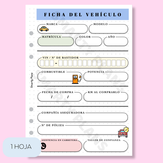 Plantilla Individual Coche - Ficha Vehículo