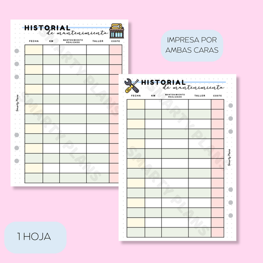 Plantilla Individual Coche - Historial de Mantenimiento General