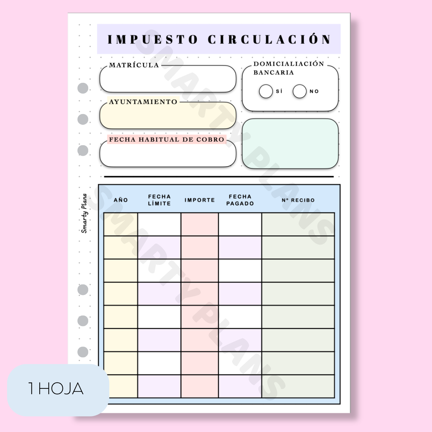 Plantilla Individual Coche - Impuesto de Circulación