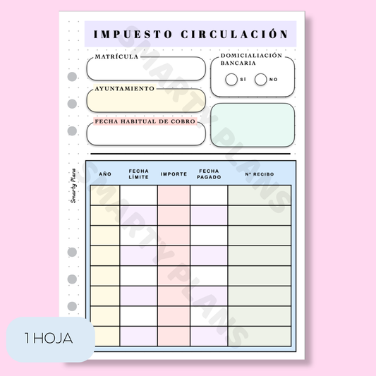 Plantilla Individual Coche - Impuesto de Circulación