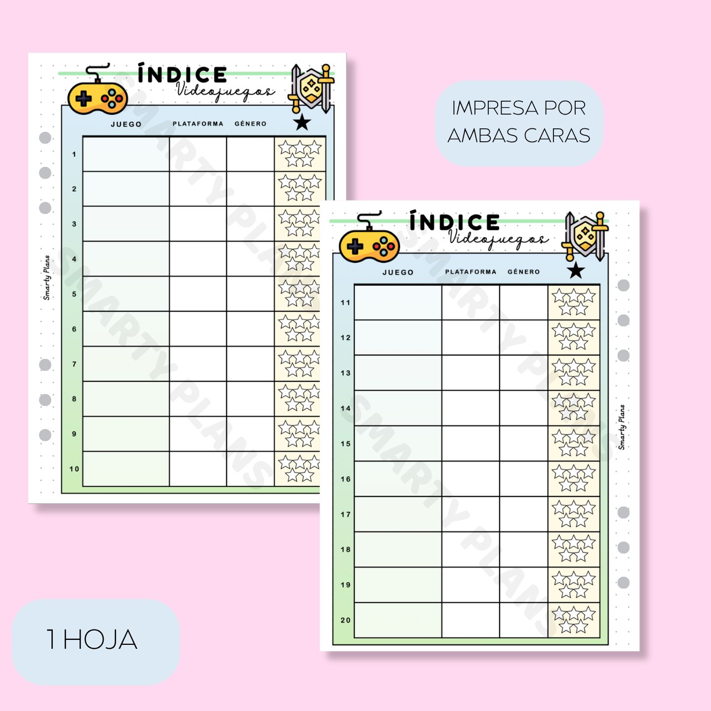 Plantilla Ocio - Índice Videojuegos