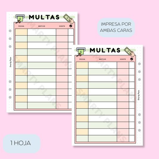 Plantilla Individual Coche - Multas