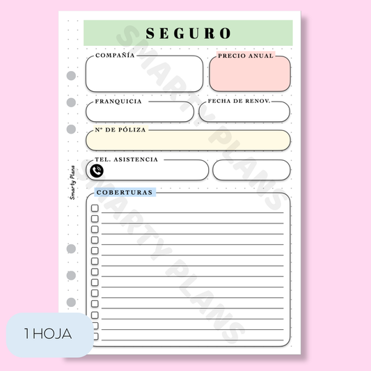 Plantilla Individual Coche - Seguro